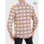 chemise  décontractée jaune et orange imprimée originale et fantaisie coupe cintrée taille slim ajustée