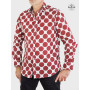 chemise blanche a gros pois rouge bordeaux tissu leger confortable en voile de coton pour homme