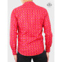 chemise homme rouge et rose motif gémétrique arabesque style vitraille coupe cintrée taille confort ajustée