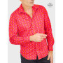 chemise originale rouge et rose imprimé a carreaux fantaisie revers coloré manche longue homme