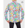 chemise originale et fanaisie a fleurs à fleurs multicolore coupe slim fit pour homme manche longue