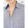 chemise formelle bleue à imprimée à boutonde pression pour homme revers de col boutonnée unicolore