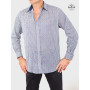 chemise de ville bleue pour homme, coton fin manche longue imprimé micro motif pour homme