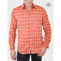 chemise ocre motif ethnique, chemise originale, chemise marron vintage, chemise orange, chemise homme