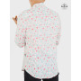 chemise blanche a pois rose et gris pour homme coupe régular taille ajustée base ronde boutonnée
