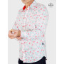 chemise sport en coton imprimé a pois rose ton sur ton col et manche a revers pour homme