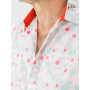 chemise formelle blanche à pois rouge et gris pour homme col a revers rouge unicolore