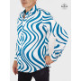 chemise vintage motif rétro psychédelique ondulation abstrait en voile de coton manche longue