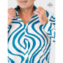 chemise élégante blanche motif verte ligne vertige psychédelique asymetrique vagues