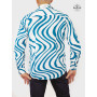 chemise blanche et verte imprimé fantaisie ligne asymetrique, manche longue coton fin