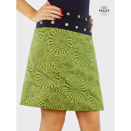 Jupe Verte Croisée 2en1 pour Femme Ronde Ceinture à Pression - DERLA
