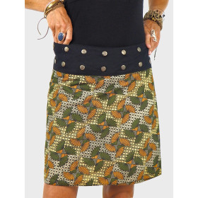 Jupe Verte Croisée 2en1 pour Femme Ronde Ceinture à Pression - DERLA