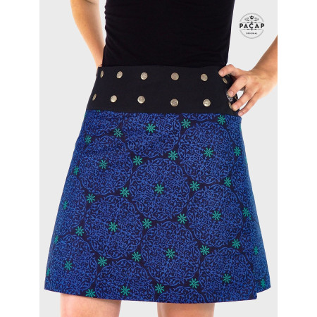 Jupe Bleue Enveloppante Femme Ronde Multi-Taille - NAXIE XL+