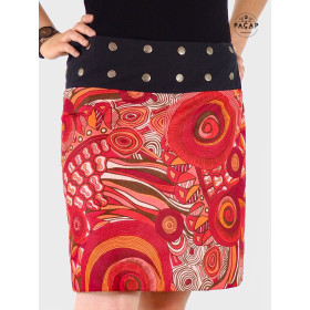 Jupe Wrap Rouge Ethnique Femme Reversible Femme Ronde - MABINI XL+