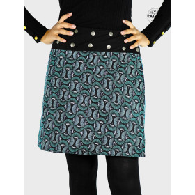 jupe verte grande taille, jupe été femme ronde, jupe taille unique femme enceinte, jupe imprimé géométrique