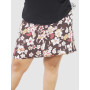 jupe marron a fleurs grande taille, jupe genoux femme ronde, jupe fendue femme forme