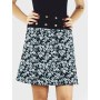 jupe noire a fleurs blanches, coton imprimé motif florale,  bouton inox métal marque pacap