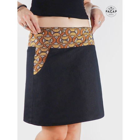 jupe droite en jean noir avec poche pour femme taille unique ajustable