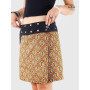 jupe jaune et marron Imprimée avec poche ceinture boutons pression femme jean noir