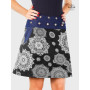 jupe wrap en jean ceinture boutonnée longueur genoux taille haute