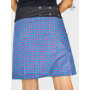jupe bleue femme taille unique réglable coton imprimé rose losange ceinture jean a bouton pression