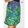 jupe à poche réversible coupe portefeuille ceinture jean bleu large boutonnée imprimé coton fleurs jaune liberty