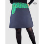 jupe portefeuille jean, jupe femme ceinture verte, jupe a poche, jupe unicolore en jean avec poche longueur genoux femme