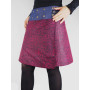 jupe trapèze noire femme ceinture jean bleu imprimé pois rouge, jupe fendue, jupe portefeuille, jupe à pois