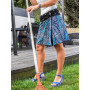 jupe bleue femme taille unique portefeuille reversible coton imprimé ceinture pression boutonnée fendu enveloppante