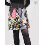 jupe originale noire a fleurs avec poche collant ceinture jean boutonnée taille haute hauteur genoux
