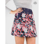 jupe noire a fleurs rouge liberty vavec poche ceinture en jean bouton pression pacap coupe évasée patineuse