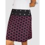 jupe noire a pois rouge coupe trapèze fendue coupe portefeuille jupe imprimée ceinture jean