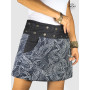 mini jupe courte en jean noir pour femme taille unique avec poche ceinture bouton pression