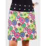 jupe originale motif floral multicolore taille cintrée pres du corps, jupe reversible blanche imprimé