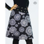 jupe longue rétro vintage coupe portefeuille et reversible noire imprimé originale et fantaisie, jupe boutonné, jupe femme