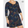 Mini-Robe Évasée Plissée Manches 3/4 Multi-Taille Femme - DOMBY
