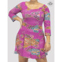 robe lyra, robe élasthanne, robe colorée, robe violette florale, mini robe été, robe multicolore, robe rose bonbon, robe magenta