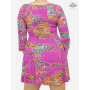 robe courte cintrée, robe décontractée, robe femme, robe taille unique, robe à fleurs, robe fantaisie, robe à manches, col rond