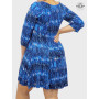 robe moulante bleue, robe été bleue, robe femme taille unique, robe jupe plissée, robe jupe évasée, robe genoux, robe courte