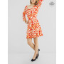 robe empire rouge et blanche coupe trapèze manche longue style moulante  décontractée pour femme t.u.