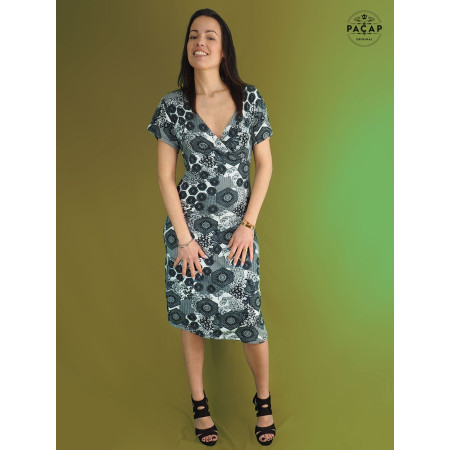 robe maxi, robe midi, robe longue moulante, robe manche courte, robe cache coeur, robe col v noire et blanche robe lycra