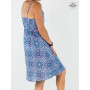 robe bleue motif géometrique taille unique pour femme en viscose, robe genoux robe bleue