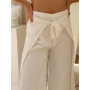 pantalon a attacher, pantalon a nouer, pantalon blanc, pantalon a pans , à lien à attacher, pantalon portefeuille, pantalon wrap