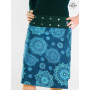 jupe longue bleue imprimée ethnique mandala jupe genoux, jupe boutonnée, jupe wrap