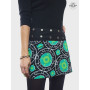 mini jupe noire ethnique pour femme portefeuille reversible imprimé mandala celtique vert