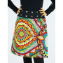 jupe genoux ethnique imprimé africain vert multi-colore ceinture boutons-pressions jupe ethnique verte motif africain wax