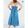 robe plissée, robe bleue, robe a motif, robe pli, robe bretelles, robe all over, robe col rond