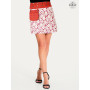 jupe rouge zippée, jupe a fleurs rouge, jupe portefeuille, jupe avec pochette, jupe sacoche, jupe taille haute, jupe été