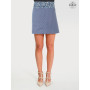 jupe bleue pour femme, jupe portefeuille, jupe réversible jupe bouton pression