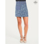 jupe zippée bleue, jupe été femme , jupe multi-taille, jupe wrap, jupe genoux taille haute